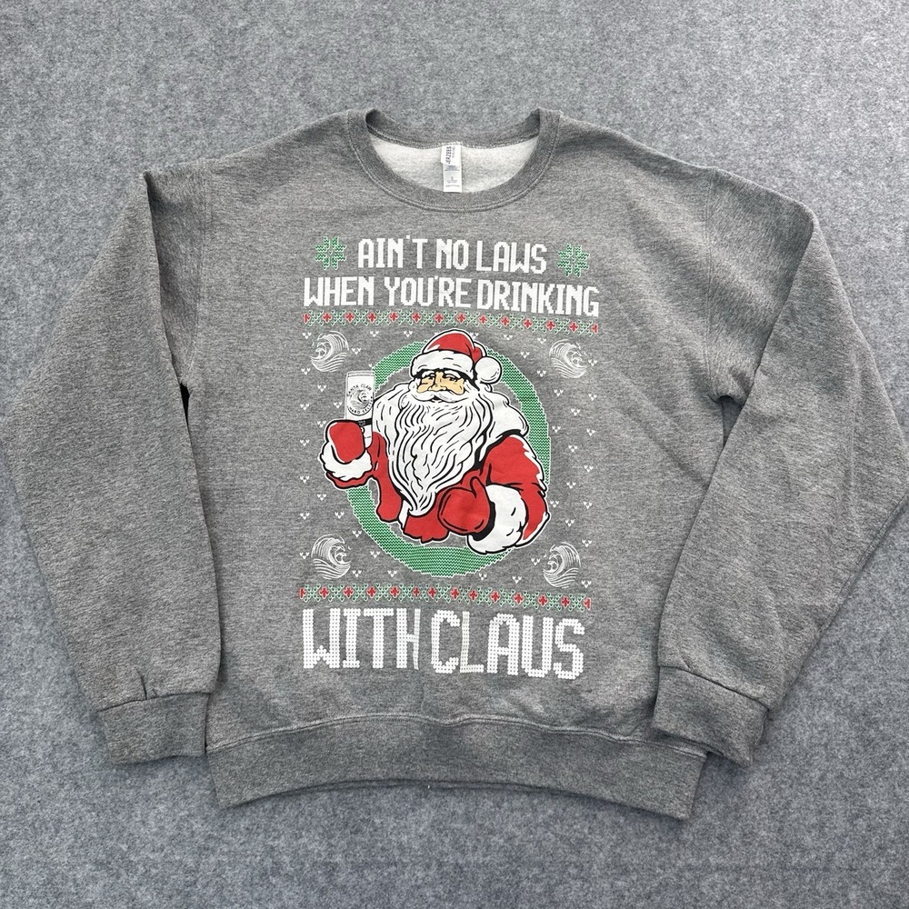 Playa Grande Christmas Sweatshirt Santa Claus Hard Seltzer Claw Size S